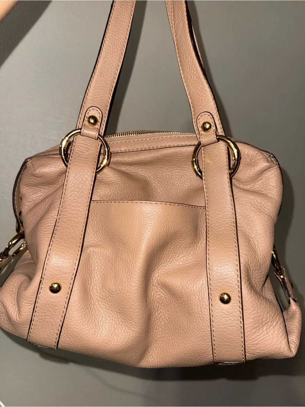 Michael Kors Blush Pink Pebbled Leather Shoulder Bag with Gold Hardware